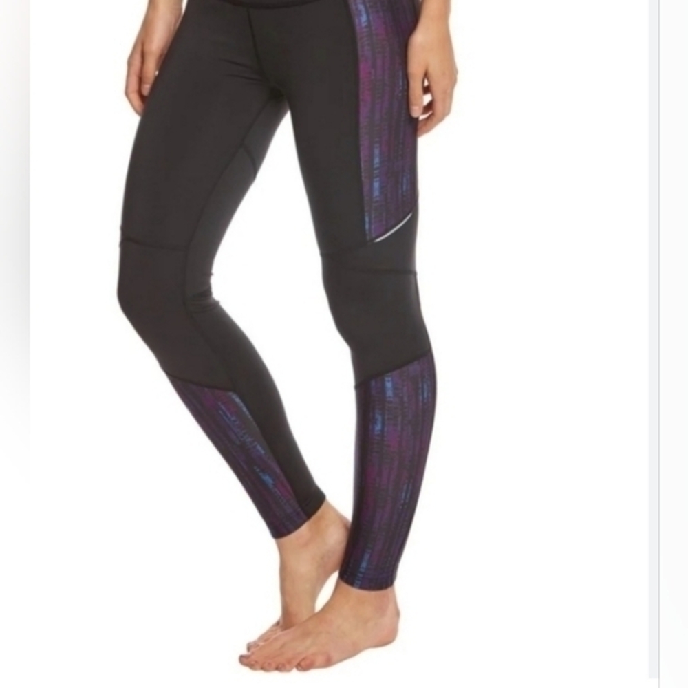 prAna Ergo Yoga Leggings Womens Medium Full Length Black Stretch French‎ Terry